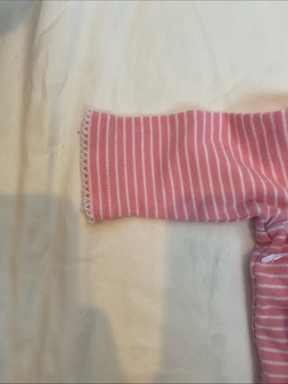 Ralph Lauren Pink & White Striped Lace-Collar Baby Footie